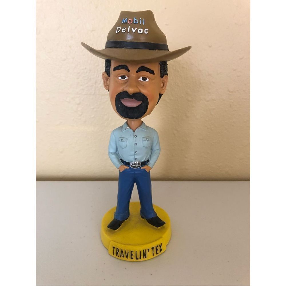 Travelin Tex Bobblehead MOBIL Delvac Oil advertising 2003 Collectors Edition Pet